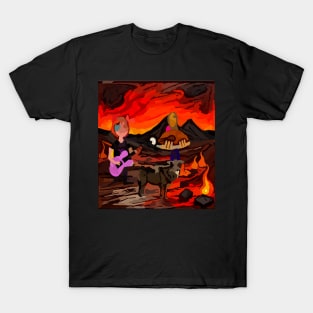 Thanksgiving cat playing guitar for turkey T-Shirt